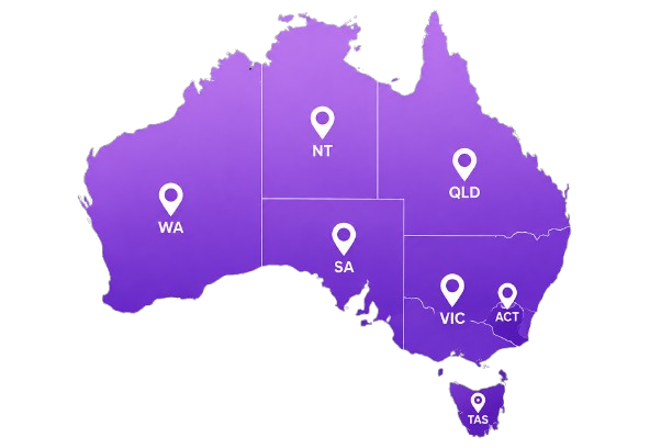 Australia map with KB7 CARE locations